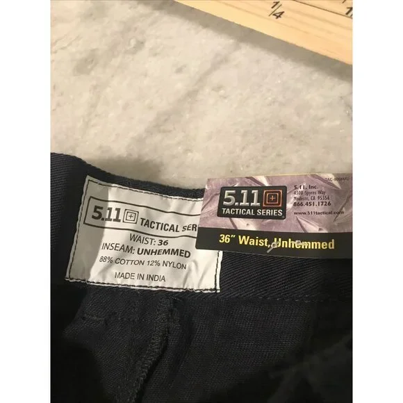 5.11 Tactical Pant Mens 36 Black Station Fire Resistant Gorpcore Hiking Unhemmed - Picture 7 of 11